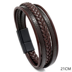 Concise easy match pu leather layer bracelet for men