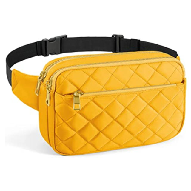 Amazon hot sale plain color quilted fanny pack wasit bag