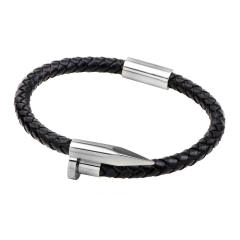 Personality stainless steel nail leather bangle