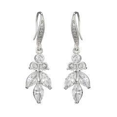 AAA cubic zircon leaf copper earrings