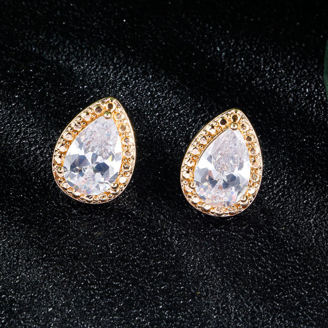 AAA cubic zircon drop copper studs earrings