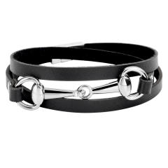 Concise three layer leather bangle