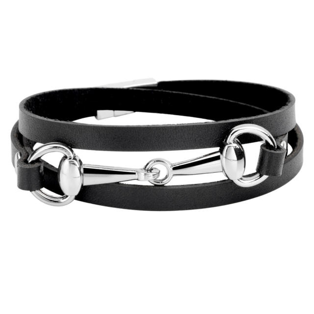 Concise three layer leather bangle