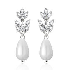 Occident fashion cubic zircon pearl drop diamond earrings