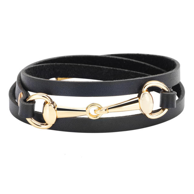 Concise three layer leather bangle