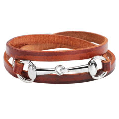 Concise three layer leather bangle