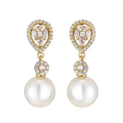 Delicate cubic zircon pearl drop earrings