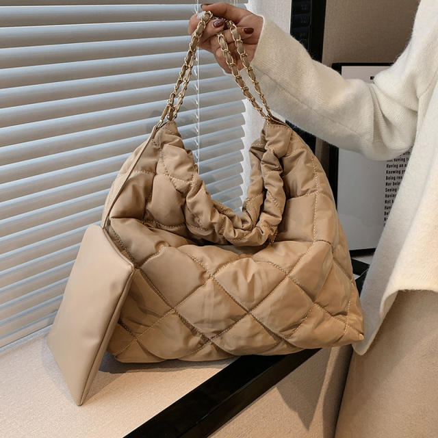 Korean fashion large capacity qulited tote bag