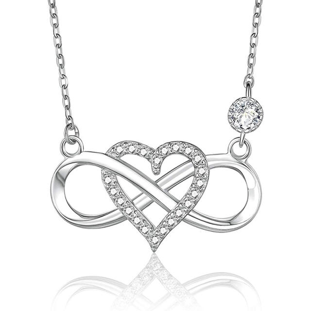 Sterling silver infinity love pendant necklace