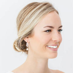 Elegant cubic zircon pearl drop diamond earrings