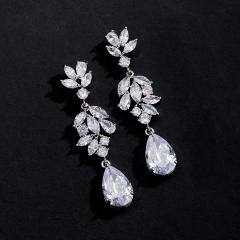 Elegant cubic zircon pearl drop earrings
