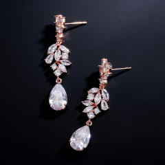 Elegant cubic zircon pearl drop earrings