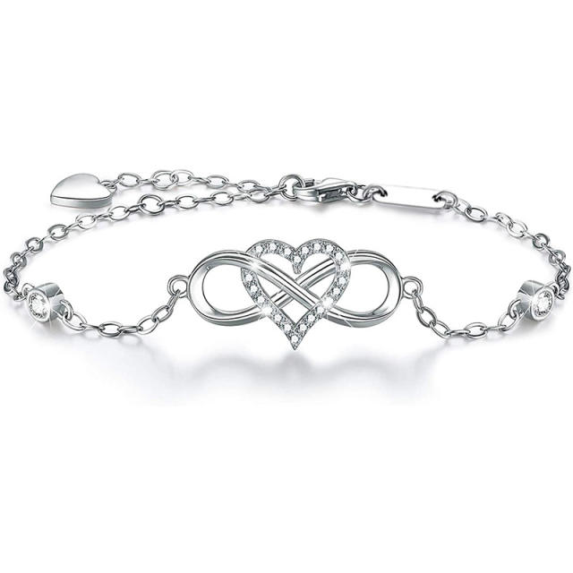 Sterling silver infinity love bracelet