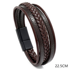 Concise easy match pu leather layer bracelet for men
