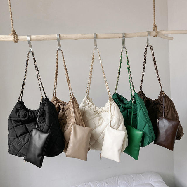 Korean fashion large capacity qulited tote bag