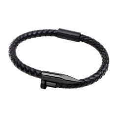 Personality stainless steel nail leather bangle
