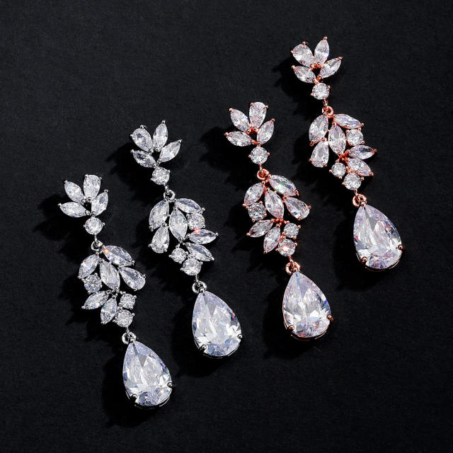 Elegant cubic zircon pearl drop earrings