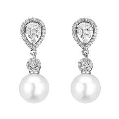 Delicate cubic zircon pearl drop earrings
