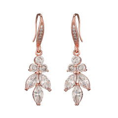 AAA cubic zircon leaf copper earrings