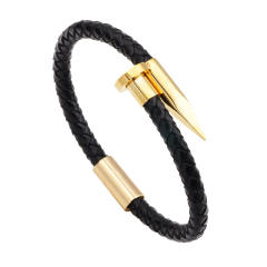 Personality stainless steel nail leather bangle