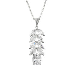 AAA cubic zircon leaf pendant copper necklace