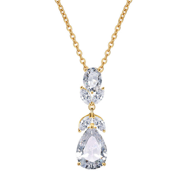 Eleagnt cubic zircon drop diamond necklace