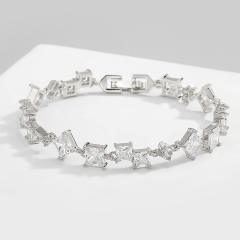 Delicate geometric cubic zircon copper bracelet