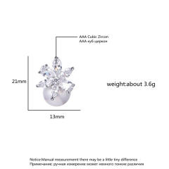 Classic cubic zircon flower pearl earrings