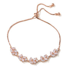 Elegant cubic zircon copper slide bracelet