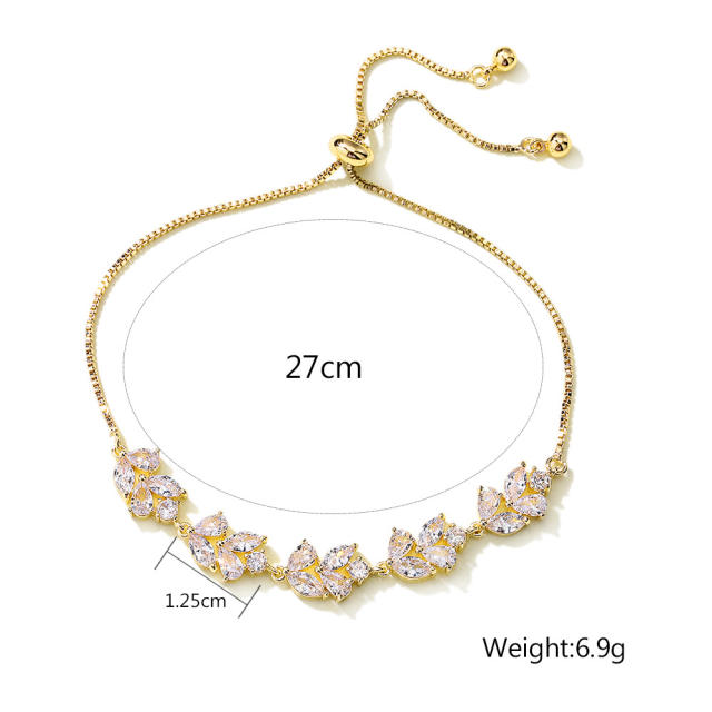 Elegant cubic zircon copper slide bracelet