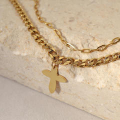 Hiphop cross charm stainless steel chain bracelet