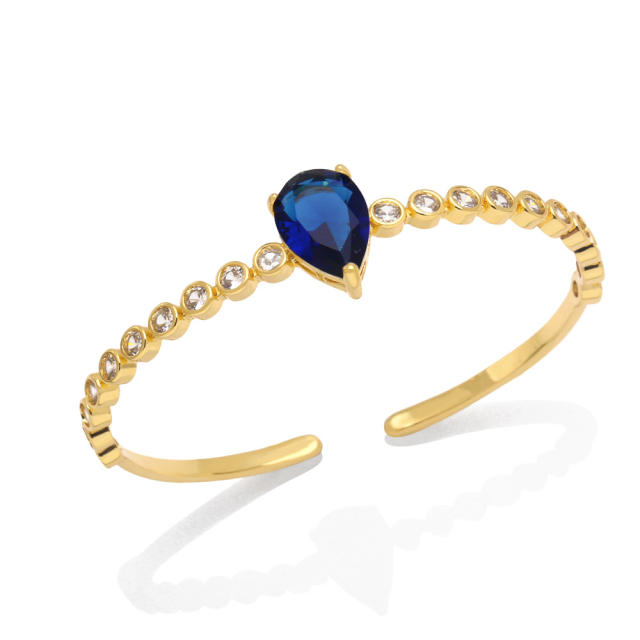 INS trend drop shape cubic zircon gold plated copper bangle