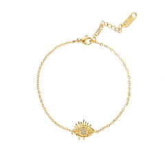 14K real gold plated diamond evil eye stainless steel bracelet