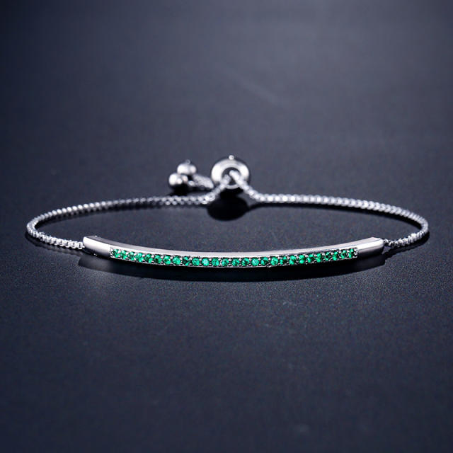 Delicate cubic zircon copper slide bracelet