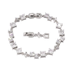 Delicate geometric cubic zircon copper bracelet