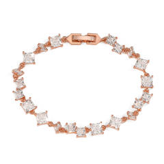Delicate geometric cubic zircon copper bracelet
