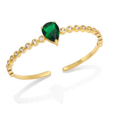 INS trend drop shape cubic zircon gold plated copper bangle