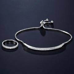 Delicate cubic zircon copper slide bracelet