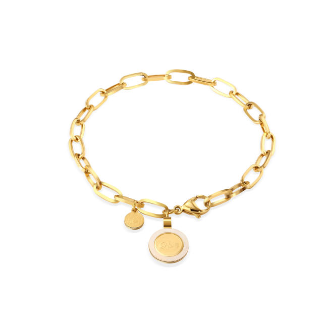 INS 14k gold plated stainless steel chain charm bracelet