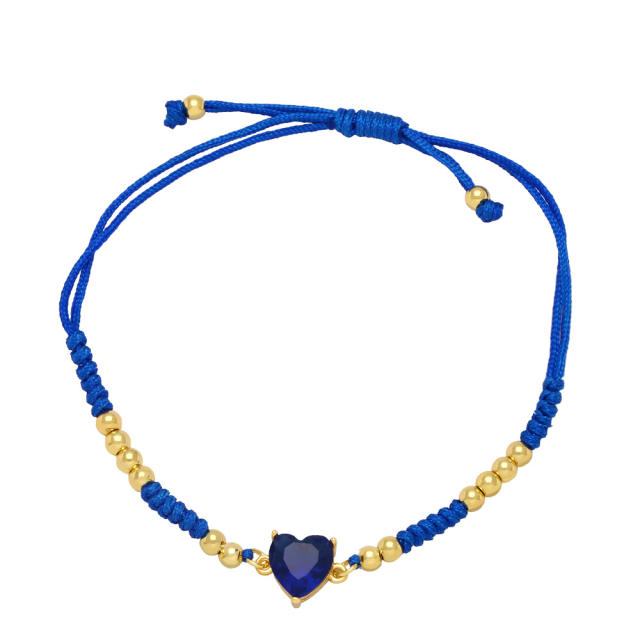 Boho heart cubic zircon string bracelet
