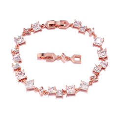 Delicate geometric cubic zircon copper bracelet