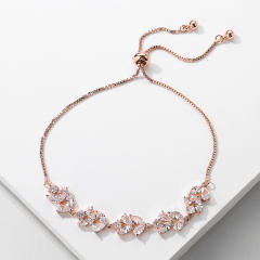 Elegant cubic zircon copper slide bracelet