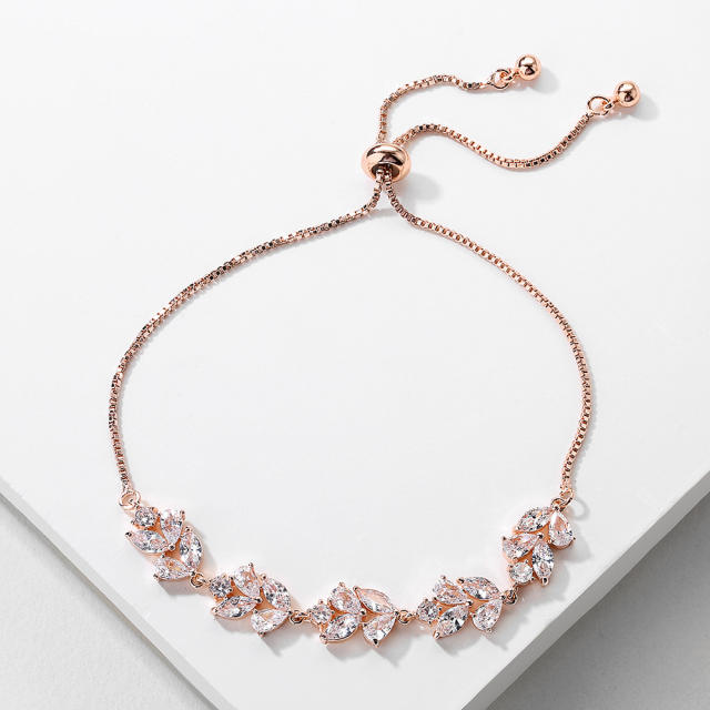 Elegant cubic zircon copper slide bracelet