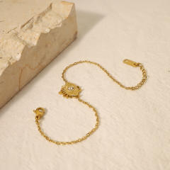 14K real gold plated diamond evil eye stainless steel bracelet
