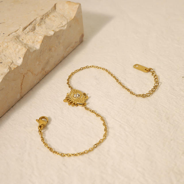 14K real gold plated diamond evil eye stainless steel bracelet