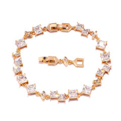 Delicate geometric cubic zircon copper bracelet