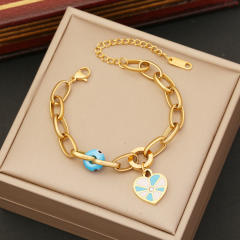 Popular enamel heart charm stainless steel jewelry set
