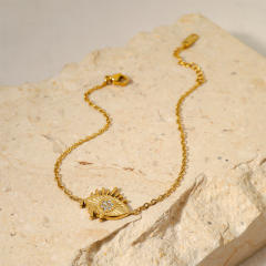 14K real gold plated diamond evil eye stainless steel bracelet