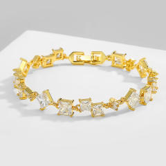 Delicate geometric cubic zircon copper bracelet