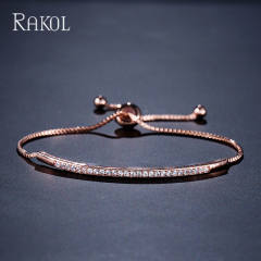Delicate cubic zircon copper slide bracelet